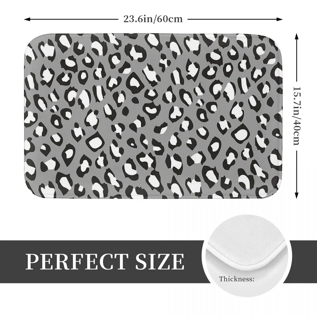 Grey Leopard Print Anti-slip Doormat Floor Mat Water oil proof Carpet Rug for Kitchen Entrance Home Bedroom Footpad Mats