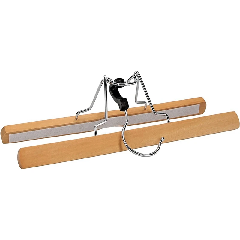 16 Pack Home Pants Rack, Wooden Stretcher, Clamping Hanger, Non-Slip, With Swivel Hook, Bedroom Clothes Organizer