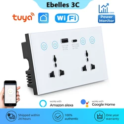 Tuya WiF Smart Socket 4-in-1 spina di alimentazione elettrica universale con presa USB Type-C funzione Monitor di alimentazione per Alexa Google