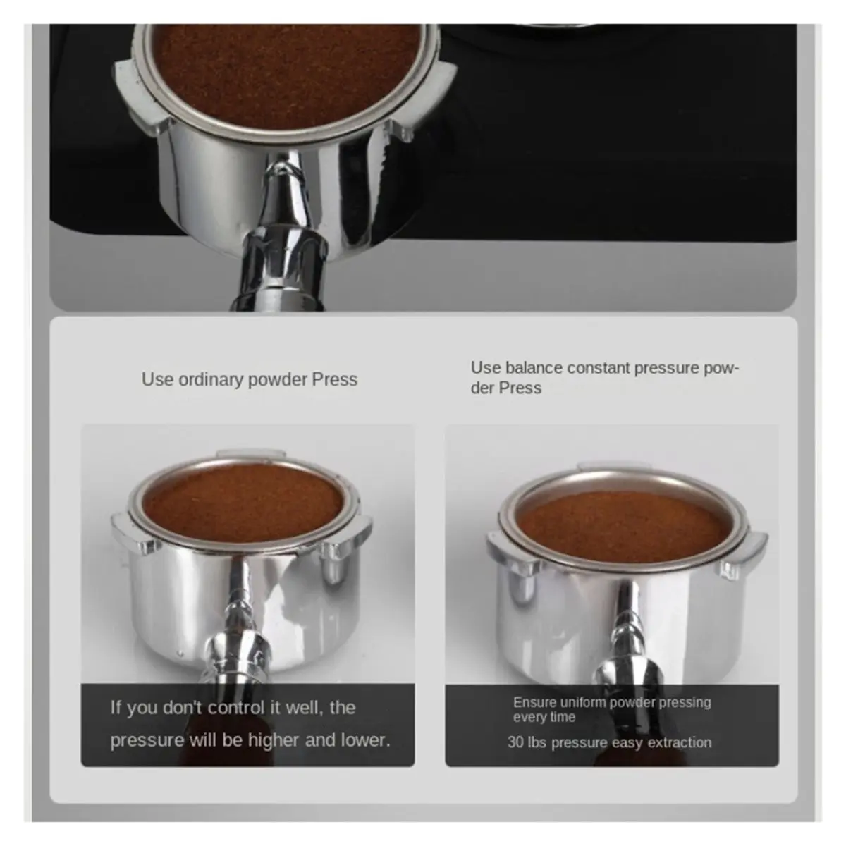 828 Mega Sale Coffee Powder Hammer Wooden Handle Adjustable Depth Constant 30lb Horizontal Calibration Down Press Coffee Tamper