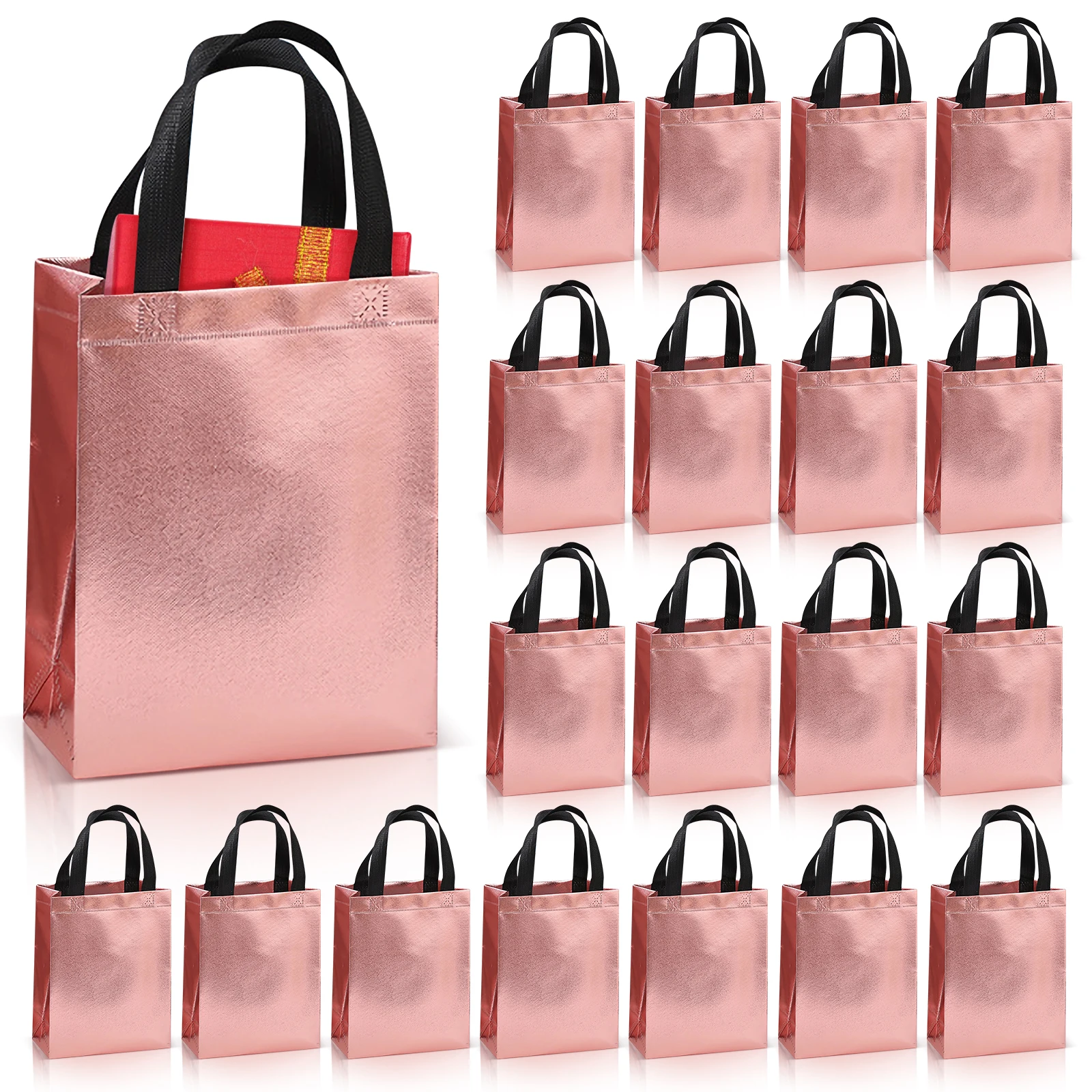 20pcs gift bag, aluminized film non woven tote bag reusable, shopping bag leak proof mother's day, graduation gift packaging bag