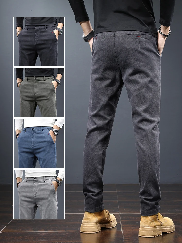 Spring Autumn Men's Casual Pants Slim Fit Korean Business Pants Office Work Straight Comfortable Male Trousers Trendy Brand