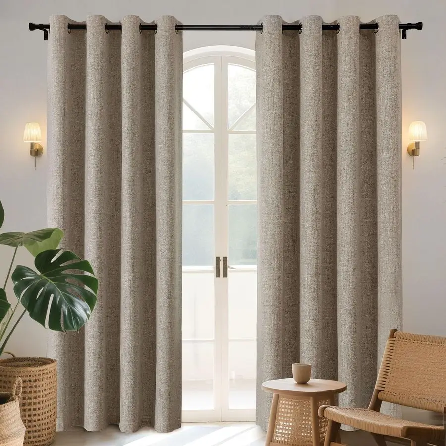 

Blackout Curtains 84 Inches Long 2 Panels Burg, Room Darkening Curtains for Bedroom, 100 Black Out Textured Thermal Drapes Priva