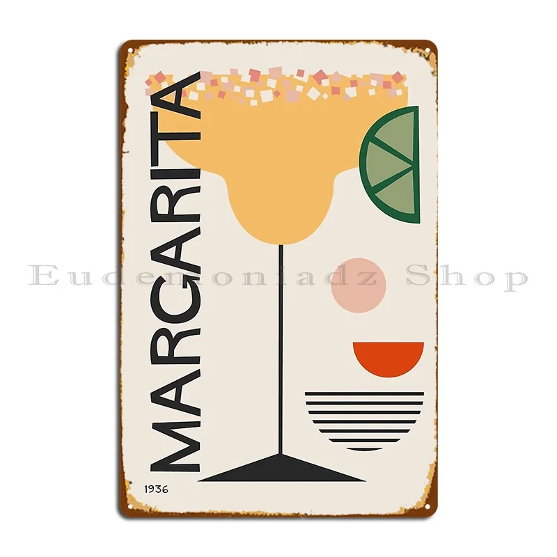 Margarita Cocktail Mid Century Modern Minimalist Poster Metal Sign Club Designer Funny Club Bar Cave Tin Sign Poster