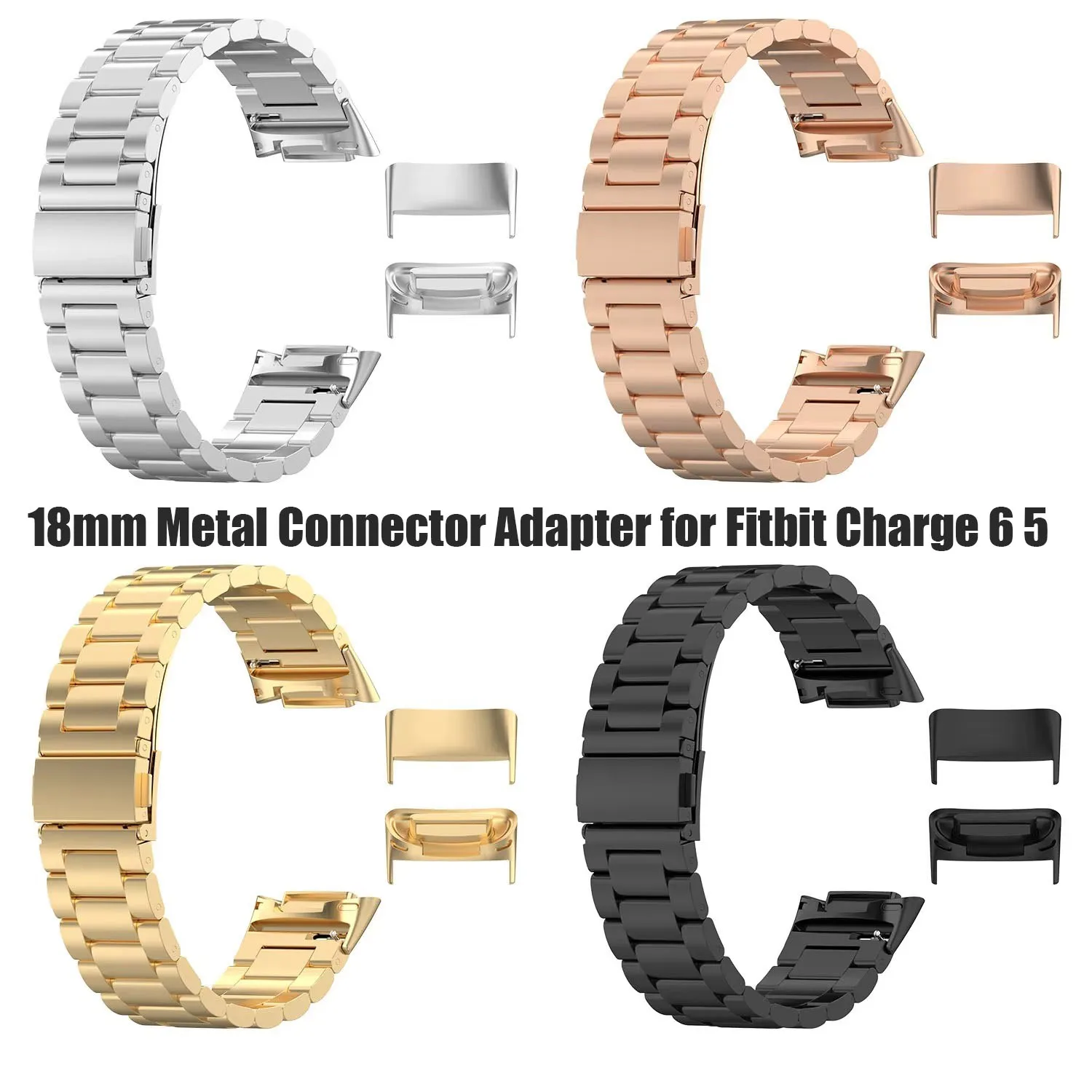 2pc 18mm Replacement Metal Connector Adapter for Fitbit Charge 6/Charge 5 Stainless Steel Connector Advanced Fitness Bracelet