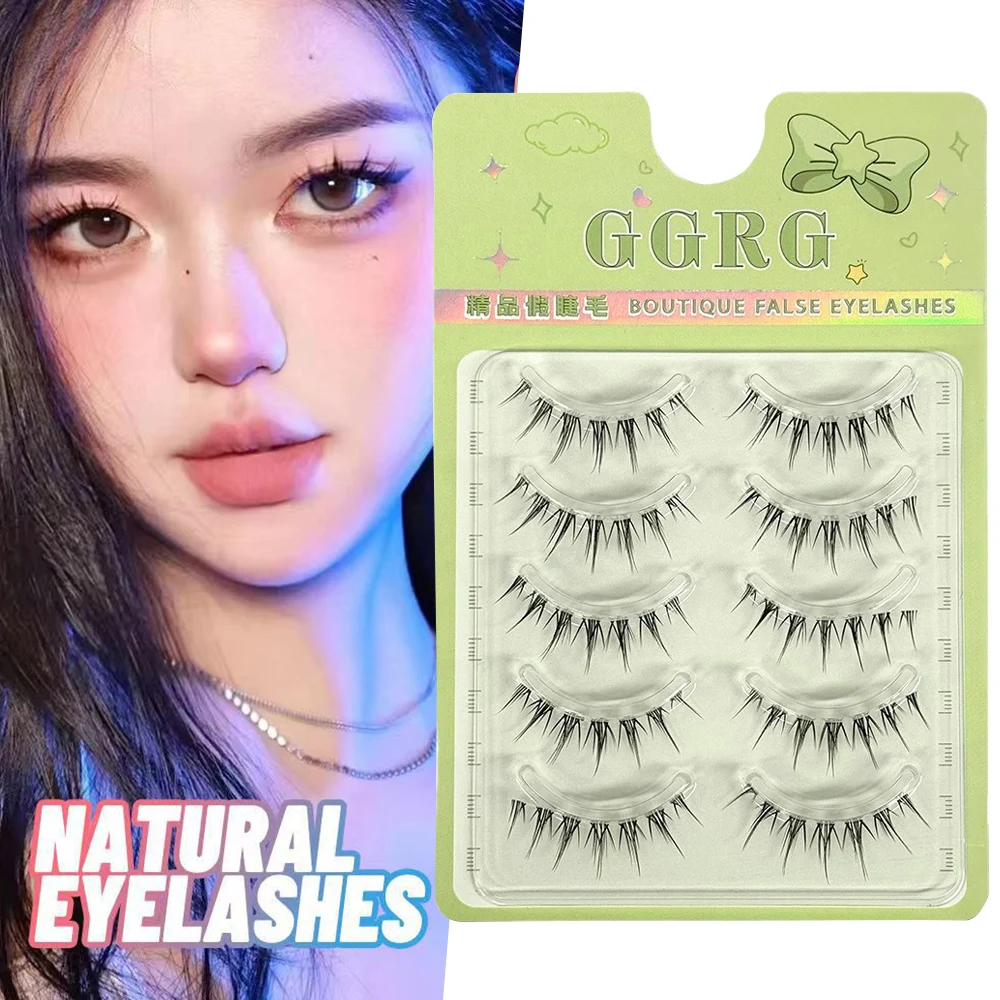 5 Pairs Natural False Eyelashes Clear Terrier Little Devil Fake Eyelashes Reusable Artificial Eyelashes Big Eyes Lashes Supplies