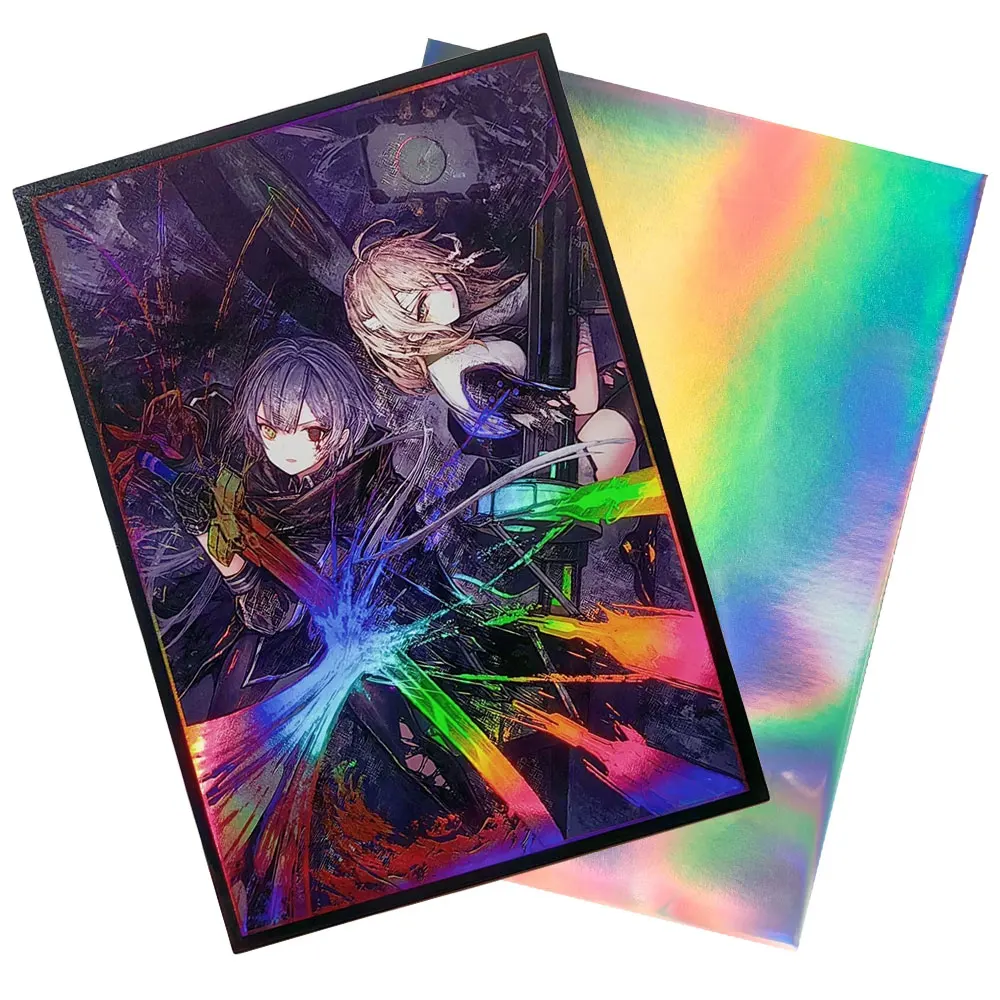 50PCS 63x90mm Trading Cards Protector Holographic Animation YuGiOh Card Sleeves Shield Laser Cute Card Deck Cover Japanese Size