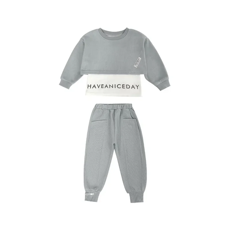 Autumn Baby Girl Clothes Children Letter Sweater Pullover Top and Sport Pant Set Girls Patchwork Sweatershirt Outfit Tracksuit