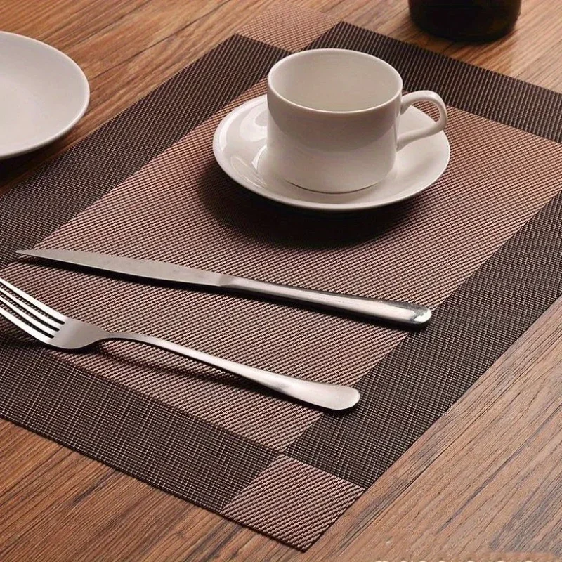 PVC Anti Slip Western Style Mat Solid Color Striped Insulated Coaster Tableware Mat Kitchen Table Accessories European Style