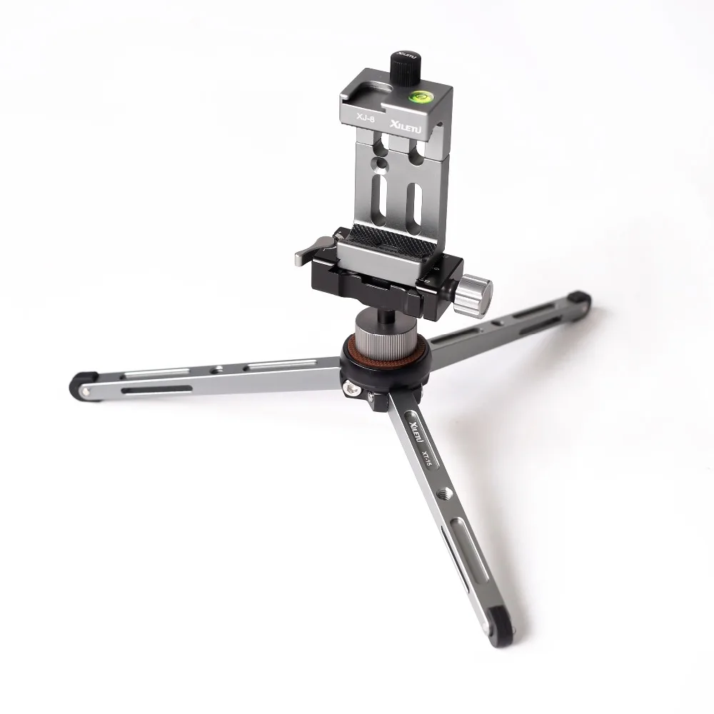 XILETU MT26+XT15 Aluminum Alloy Desktop Bracket Mini Tabletop Tripod with Ball Head For DSLR Camera Mirrorless Camera Smartphone