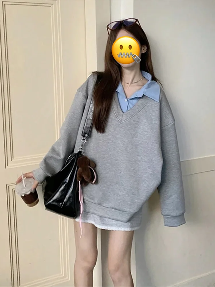 Ay Ne Sweatshirt Feminino Solto Sle Preguiçoso Outono Coreano College Sle Tamanho Pequeno Casacos Casuais Casaco Confortável