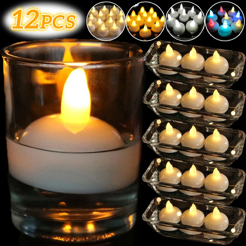 LED Flameless Floating Candle Battery Operated Waterproof Flash Tealights Candles Light For Pool SPA Bathtub Wedding Party Decor