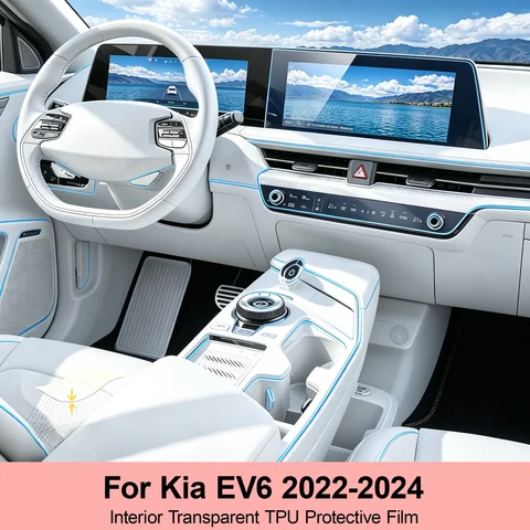 For Kia EV6 2022-2024 Interior Transparent TPU Protective Film Center Console PPF GPS Navigation Stickers Protective Film