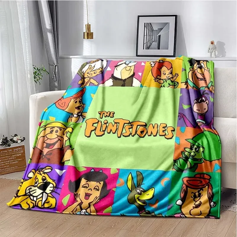 Classic Cartoon Blanket Flintstones Flannel Soft Plush Throw Blanket Kid's Bedroom Sofa Bed Travel Picnic Warm Blanket Kids Gift