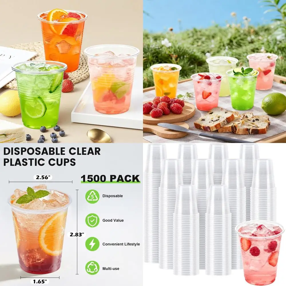 

1500 Pack 5 oz Clear Plastic Cups, Disposable Party Cups, Small Clear Plastic Cocktail Tumblers for Celebrations & Events