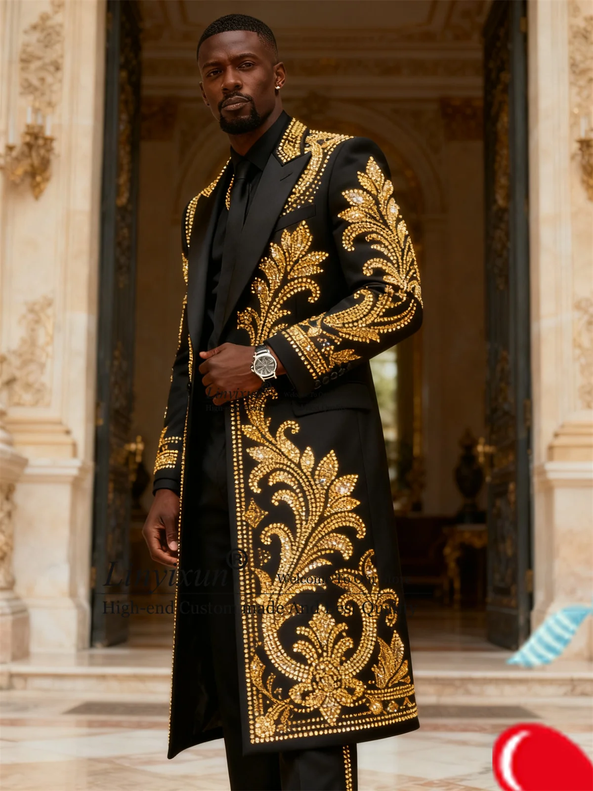 

Высококачественные мужские костюмы со стразами и кристаллами по индивидуальному заказу, комплекты из 2 предметов, смокинги для жениха, длинные пальто, Ropa Hombre, свадебный мужской вечерний пиджак