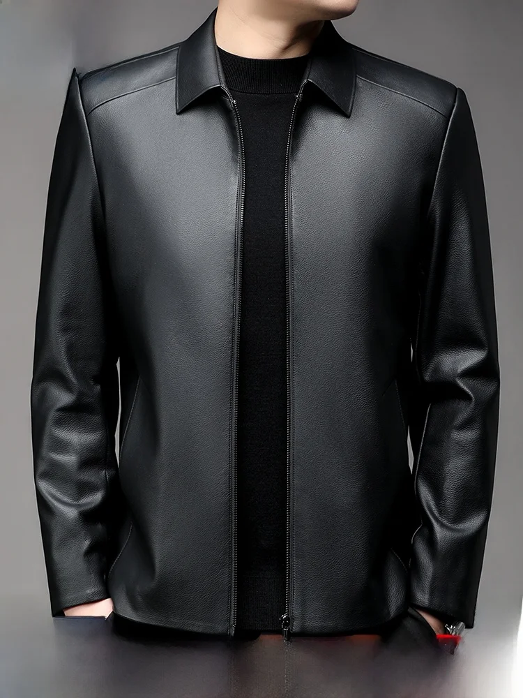 

Мужская кожаная куртка Pierre Cardin свободного кроя из овчины, повседневная, деловая, осенняя, с множеством карманов, прямой подол