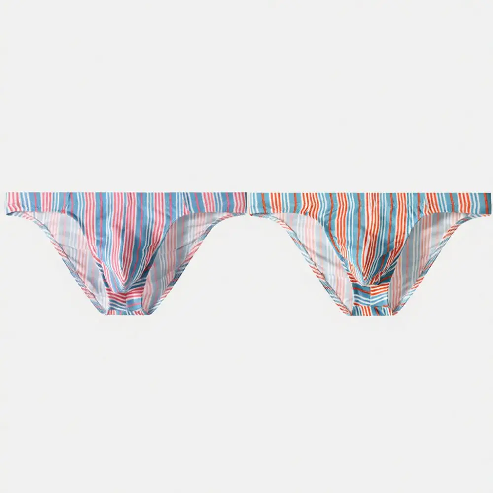 Mens Briefs Cotton Underwear Breathable Striped Underpants Slim Fit Comfortable Sport Panties Male Mid Waist Soft Undergarments