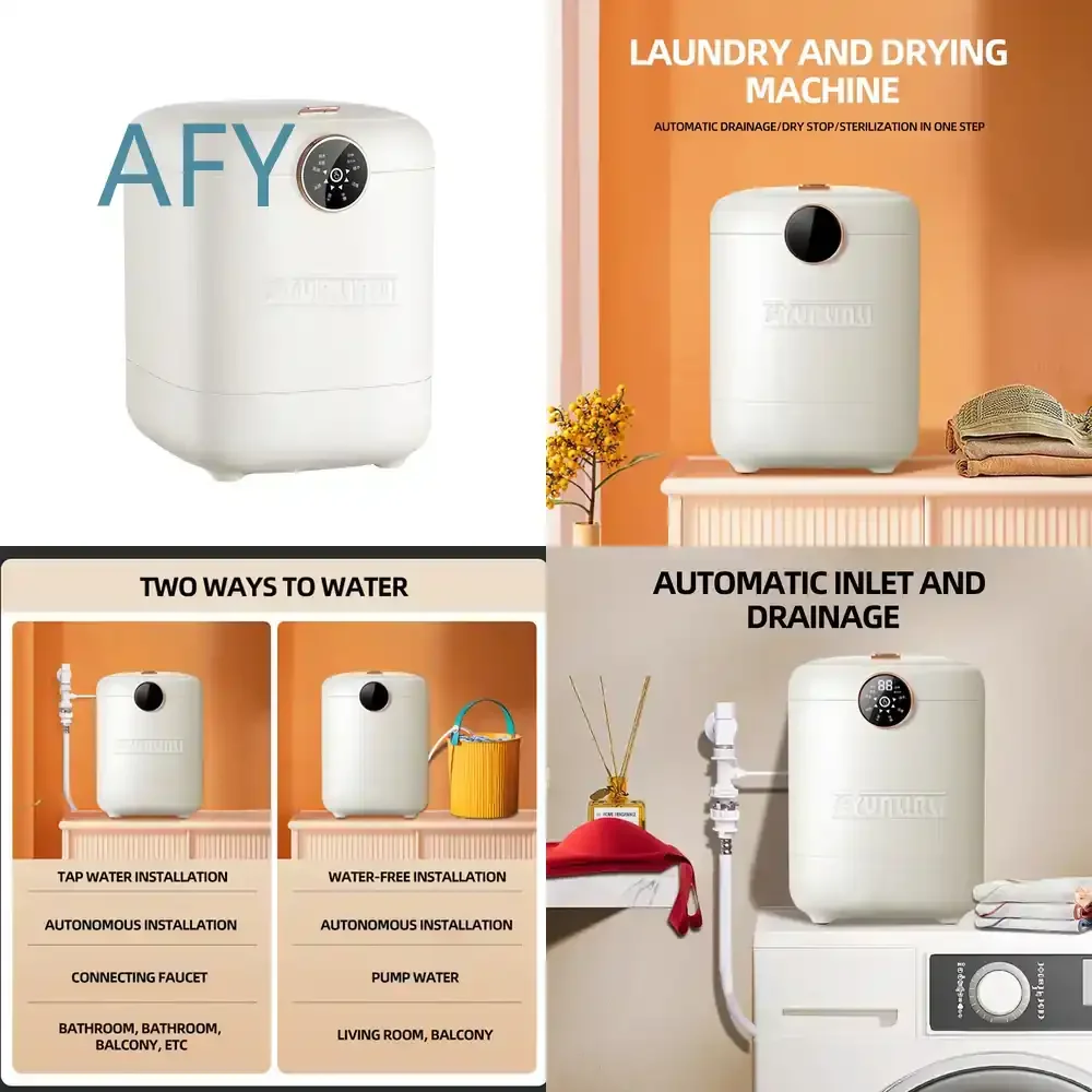 Automatic Clothes Washing Machine for Underwear Socks Bras Delicates Portable Mini Washer Dryer Integrated Compact Laundry
