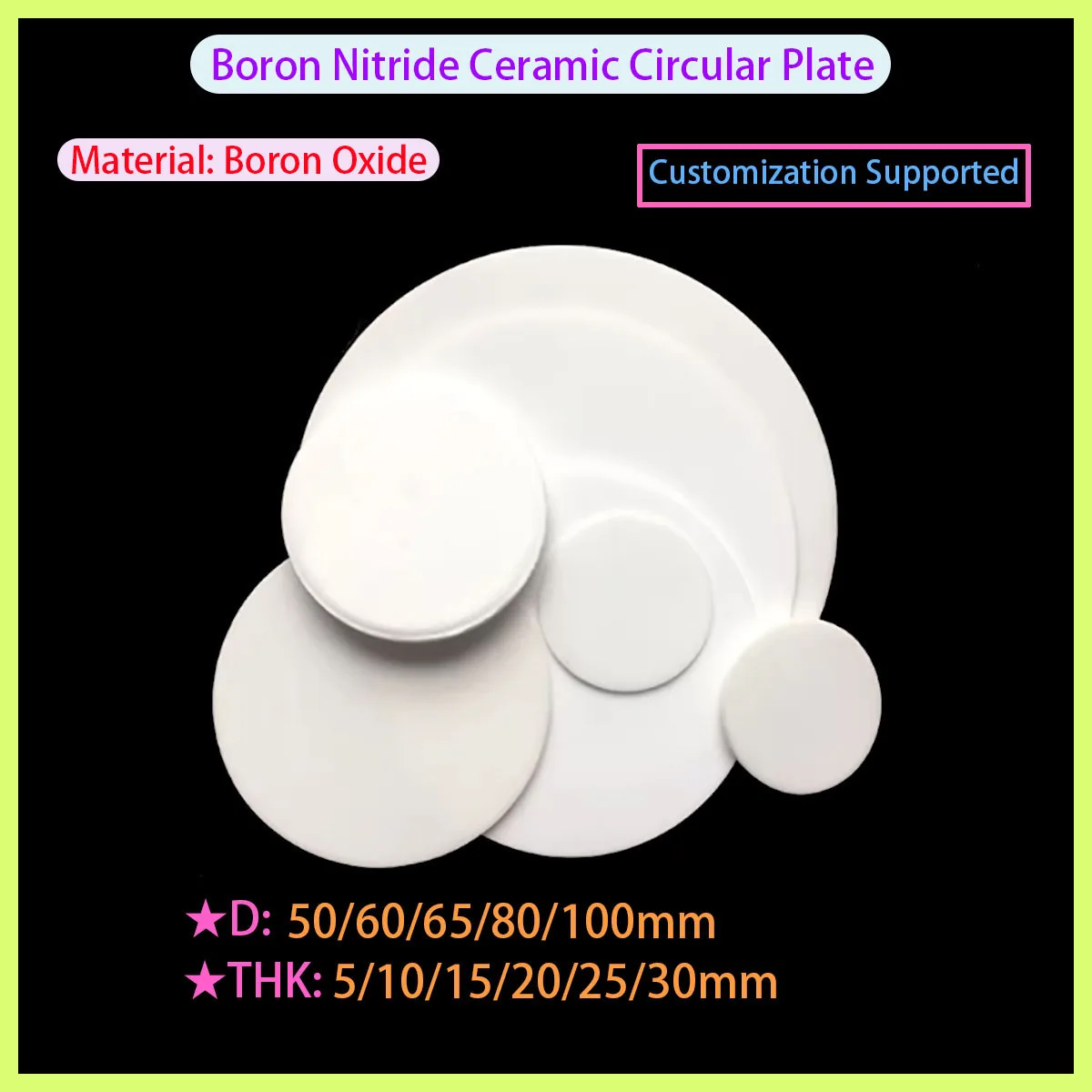 

Boron Nitride Ceramic Disc Machinable Ceramic Wear Resistant High Temperature Resistant Customizable