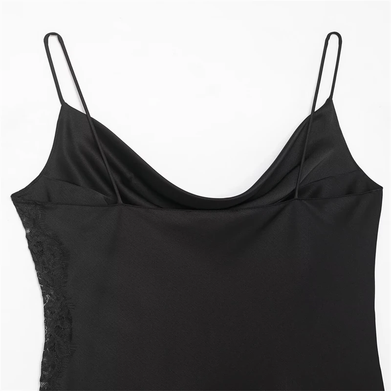 Robe en Satin de soie et dentelle pour femmes, tendance, Sexy, polyvalente, mode d'automne, robes décontractées élégantes et populaires pour femmes, 2025