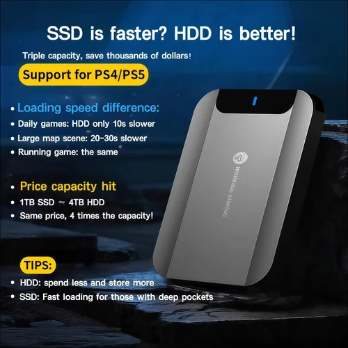 Imagen 2 del producto HDD portátil material metálico 5Gbps disco duro externo 320GB 500GB 1TB LED USB3.0 disco duro exter Compatible para PC/MAC/PS4/PS5