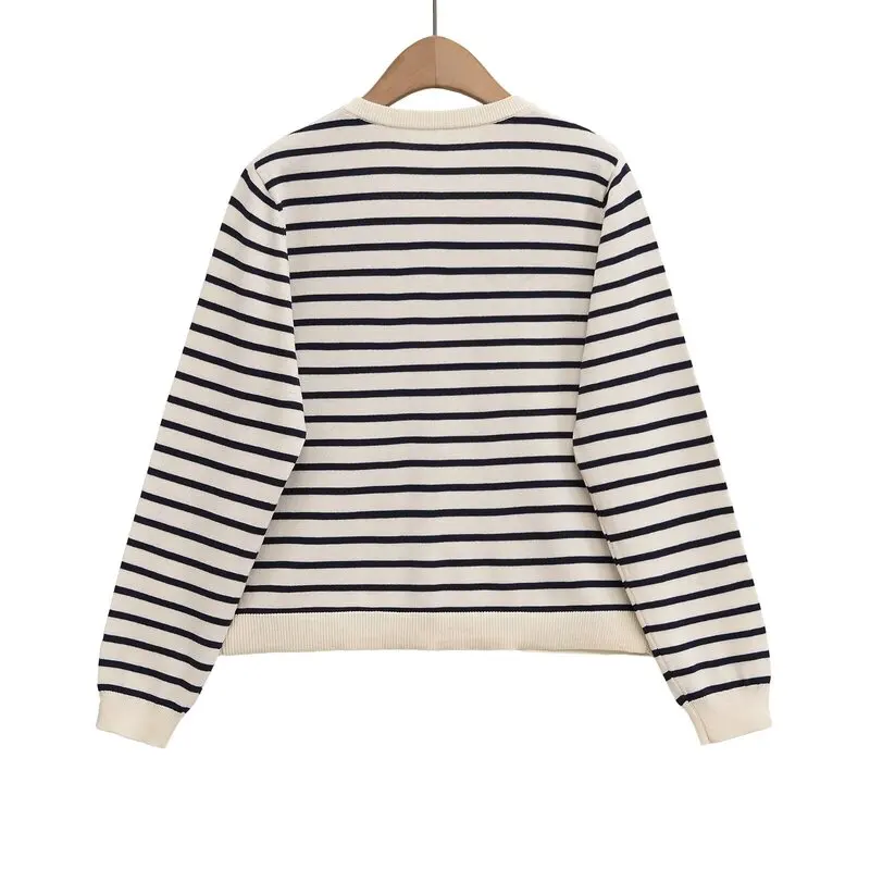 Estate 2025 Nuovo arrivo tappetino a righe rotondo Ne Long Sve lavorato a maglia Jaet da donna Faion Loose Fit Cardigan Sle
