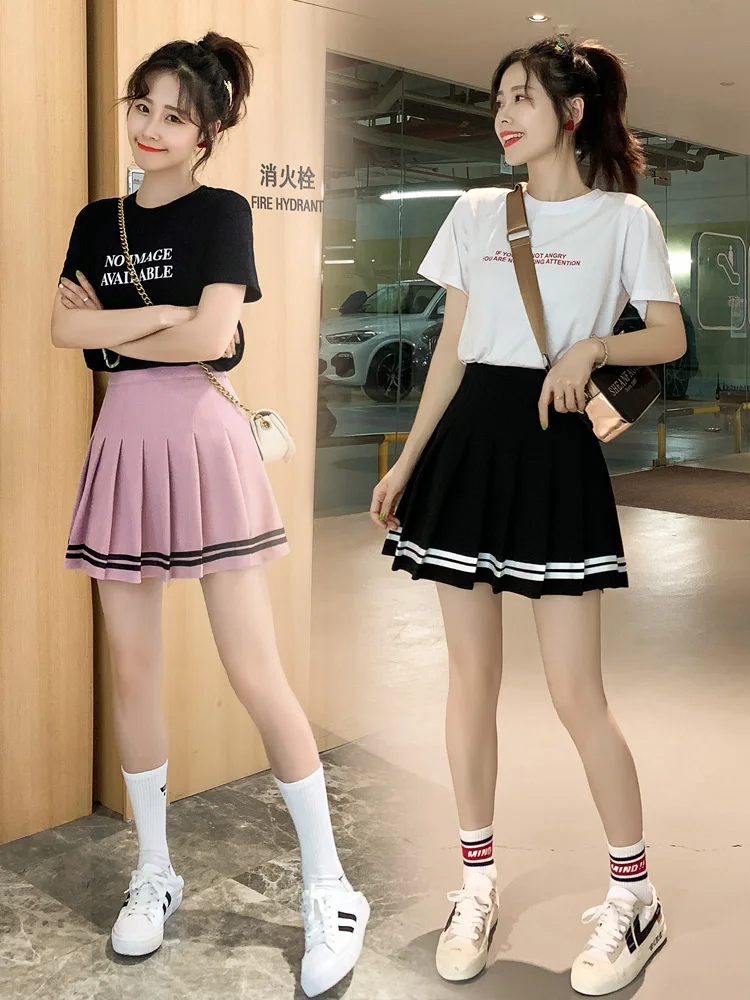 

Preppy School Uniform High Waist Pleated Skirts Kawaii Harajuku Women Girls Lolita A-line Sailor Skirt Preppy Style