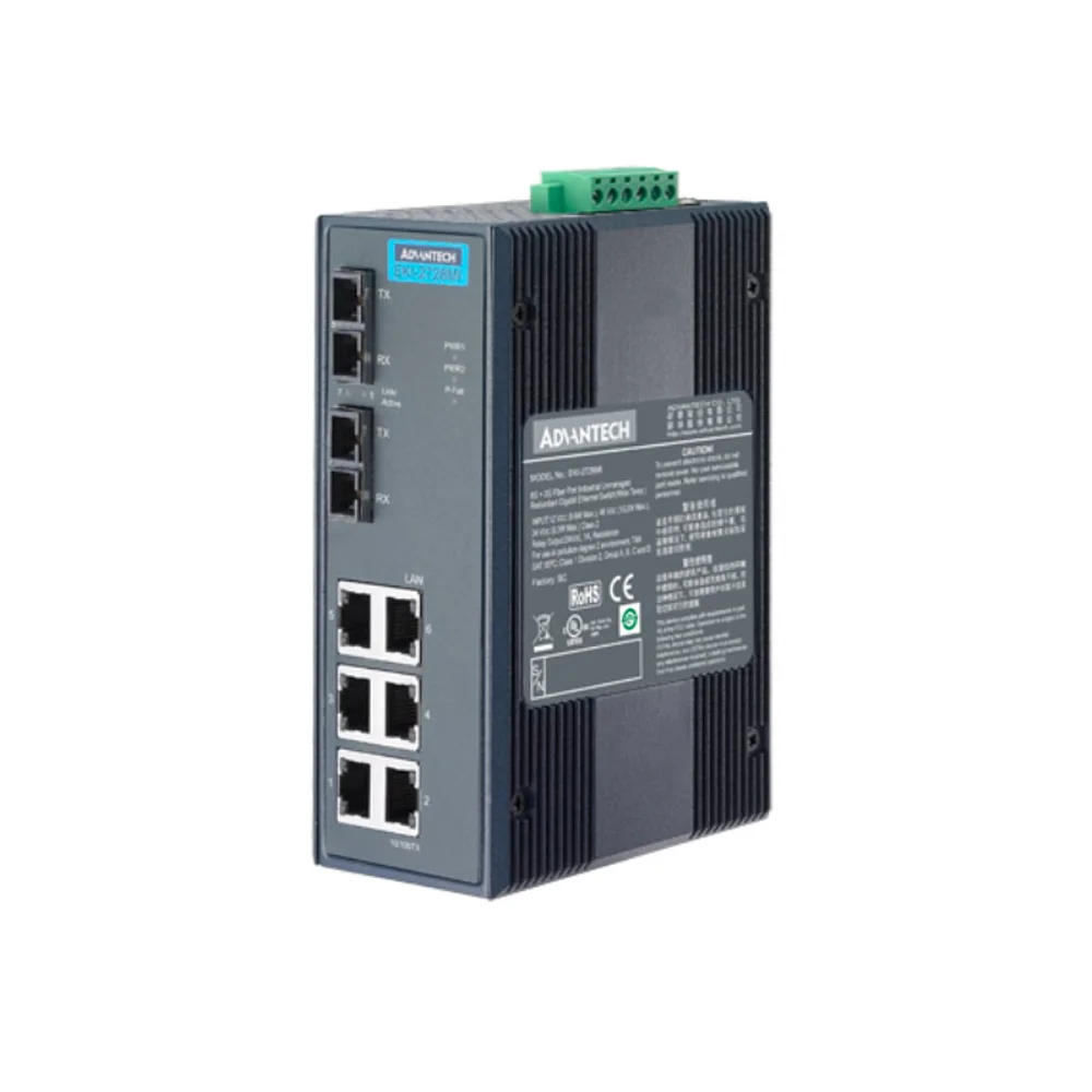 Advantech EKI 2728M 10/100/1000 Mbps Fast Ethernet 6G+2G Multi-Mode SC Fiber Port Unmanaged Ethernet Switch