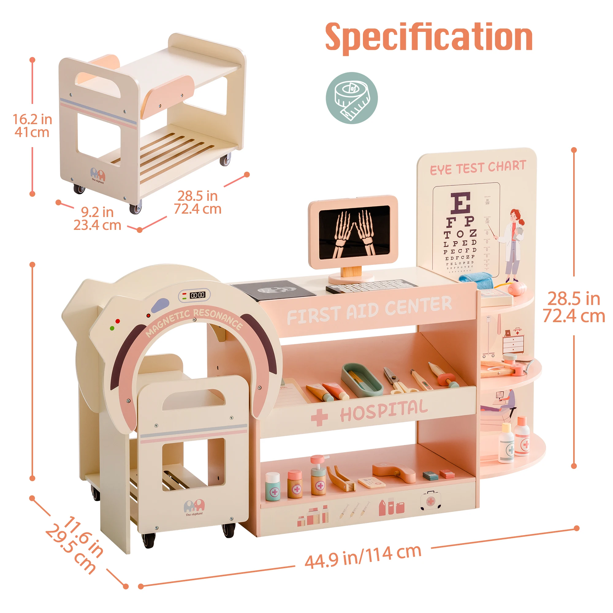 ROBOTIME ไม้ Doctor Medical Center Playset เล่นหมอของเล่นเพื่อการศึกษาบทบาทเล่นสําหรับเด็กอายุ 3 +