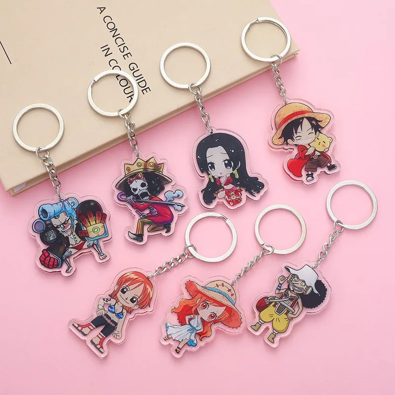 Anime One Piece Acrylic keychain accessaries Cartoon funny Bag Pendant Gift cute bag charm Keyring Friends Fans Gifts