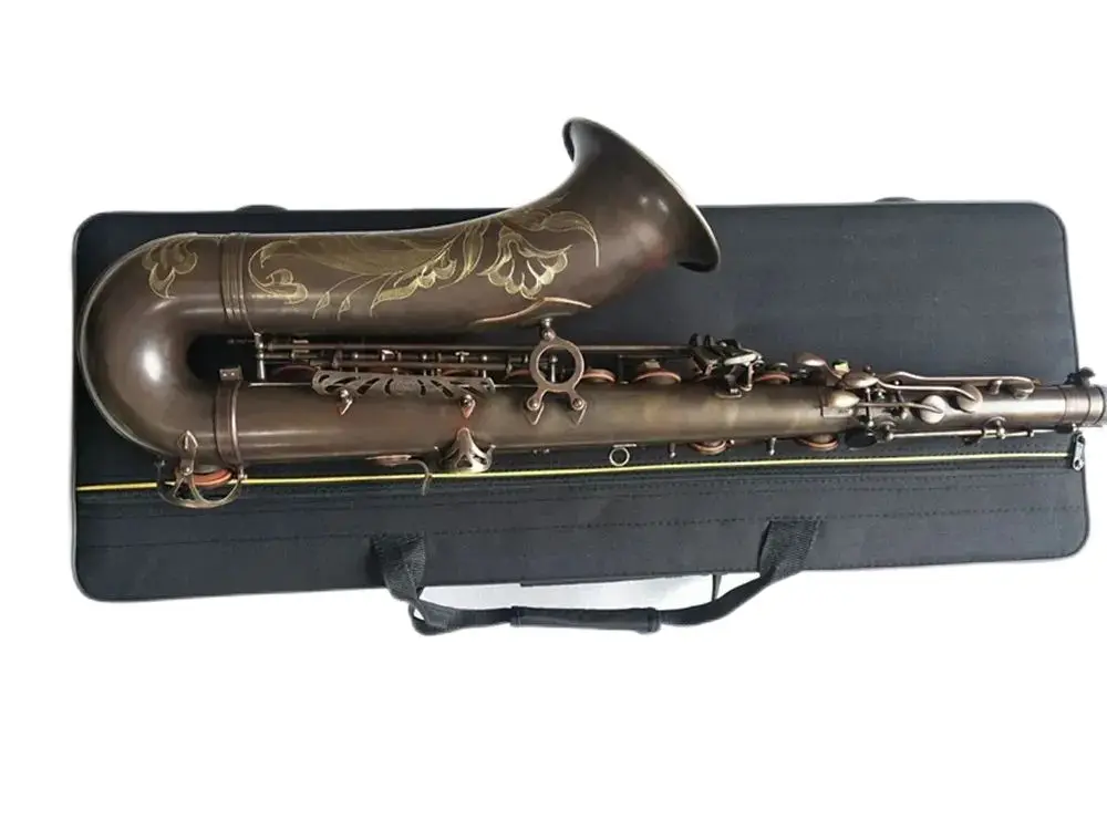 

New jazz Brand Custom Tenor Saxophone Mark VI Grave Black Professional Music Instruments Antique copper Simulation Brass Sax Wit