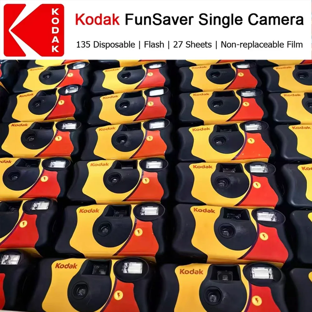 Cámaras Desechables Kodak FunSaver Originales de 27 y 39 Fotos, Clásicas con Flash, de 1 a 5 Unidades