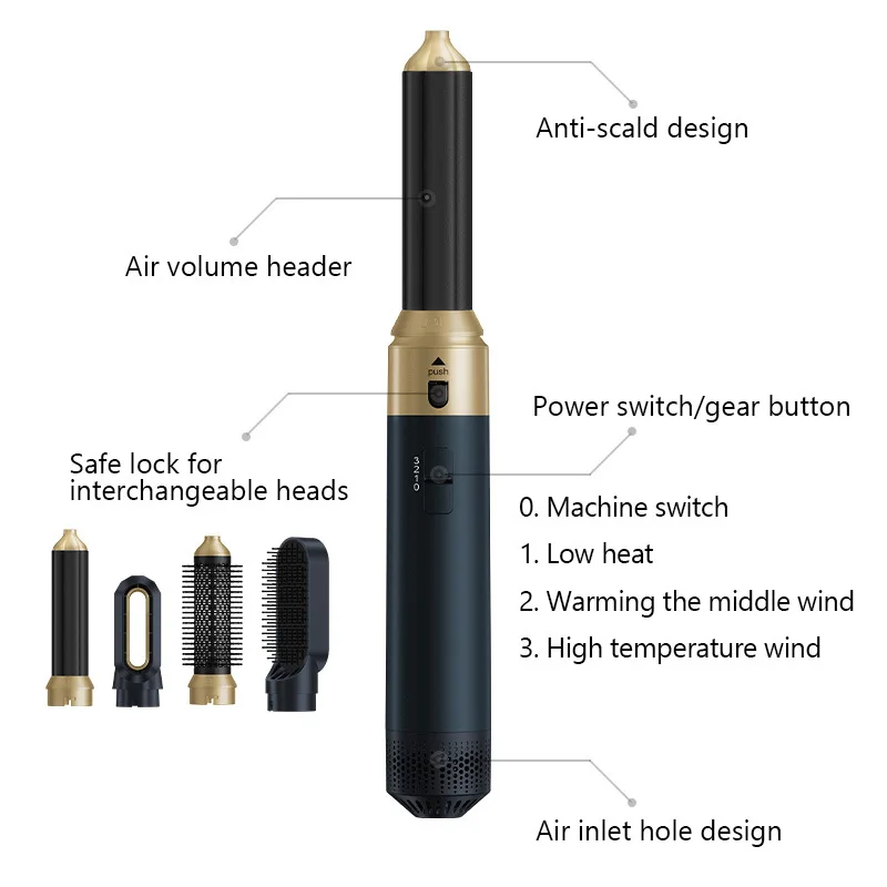 

All-in-one Hot Air Comb Curling Iron Straight Big Wave Hair Dryer Wet and Dry Use