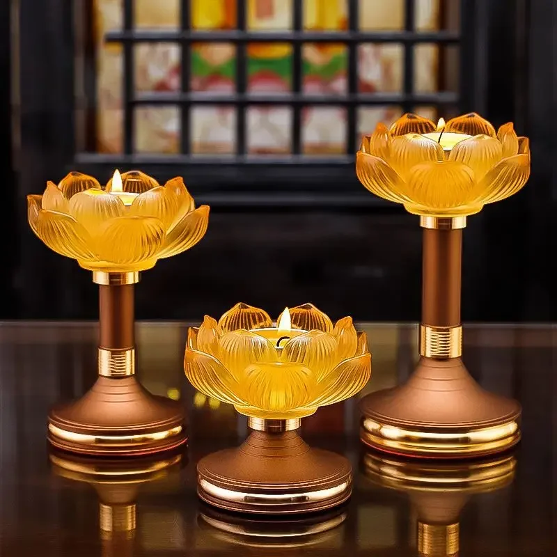 DSA glazed lotus candle holder household candle holder  butter lamp base Buddha lamp, Buddha front Buddha lamp holder