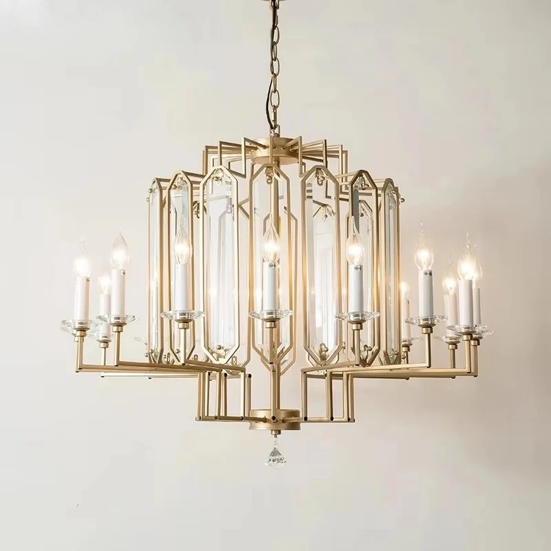 

Large Chandelier American Light Luxury Loft Duplex Building Luxury Crystal Lamp Loft High Apartment Long Chandelier