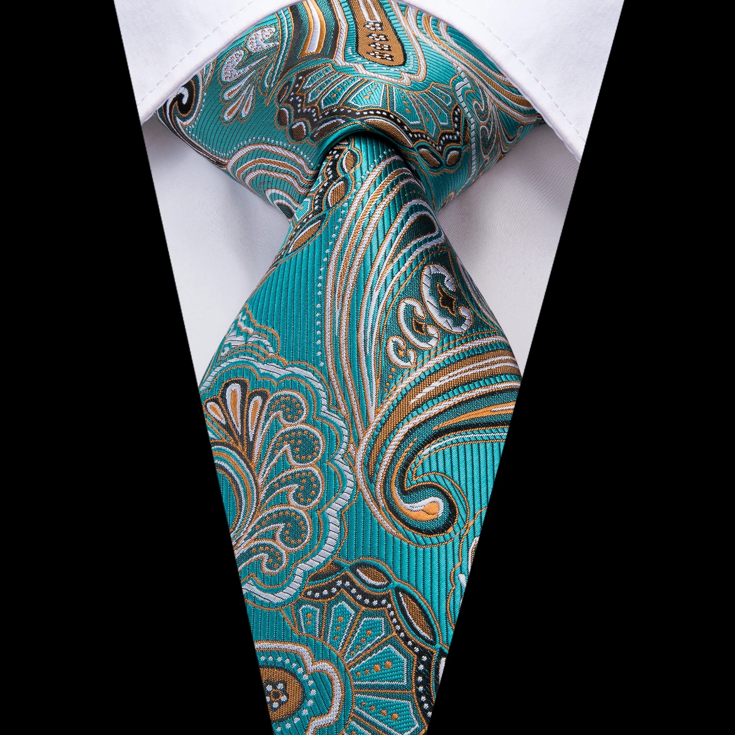 Corbata de Cachemira verde para hombre, conjunto de gemelos y pañuelo, corbata para hombre, corbatas de negocios para boda, regalo Formal para papá y marido