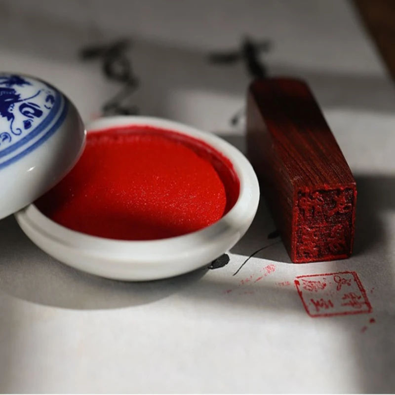1 unidad de tinta de cinabrio rojo brillante para caligrafía, pintura china, sellos y grabado, pasta de tinta para estampado suave