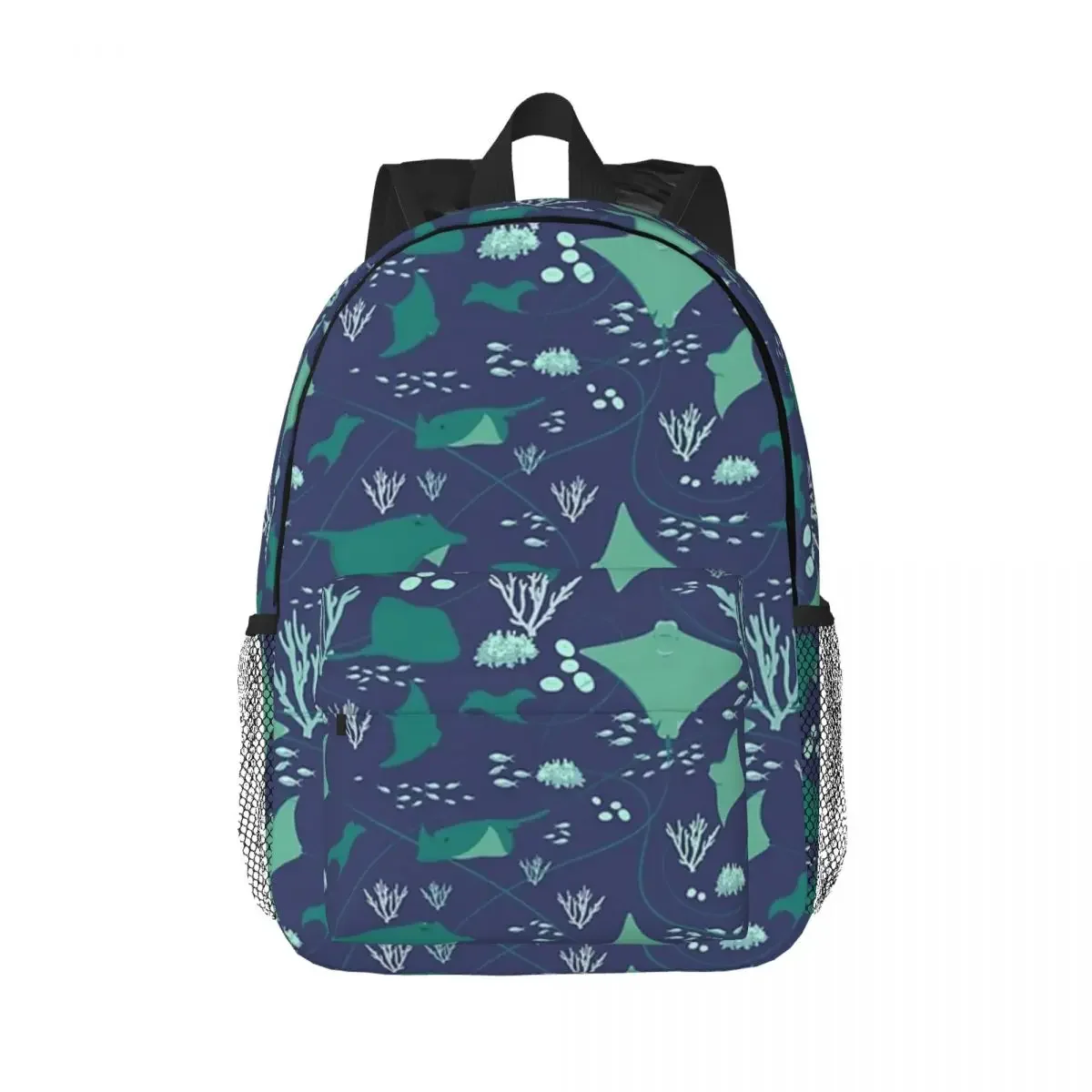 Nautical Stingrays Marine Life Blue Ocean Pattern Backpacks Boys Girls Bookbag Children School Bags Travel Rucksack Shoulder Bag