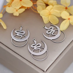 3pcs Crescent Moon Snake Charms Connector DIY Craft Bracelets Necklace Women Charm For Jewelry Making Stainless Steel Pendant