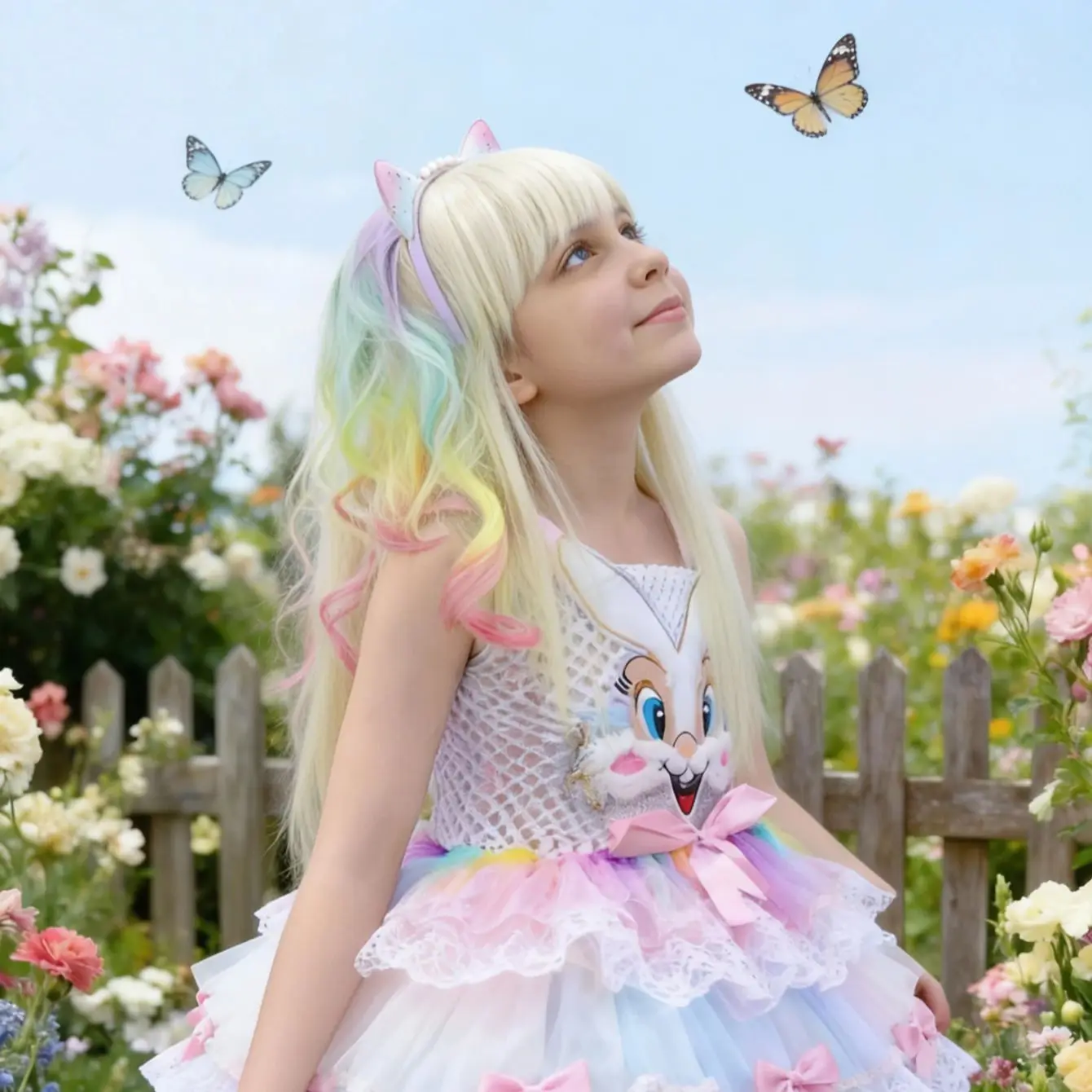 

Сладкие и милые радужные синтетические повязки на голову для наращивания волос, блестящие повязки на голову с кошачьими ушками и деталями из искусственного жемчуга