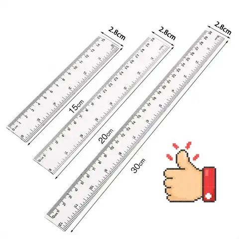 15/20/30cm Plastic Material Transparent Ruler Portable Tool for Student School & Office Stationery Supplies