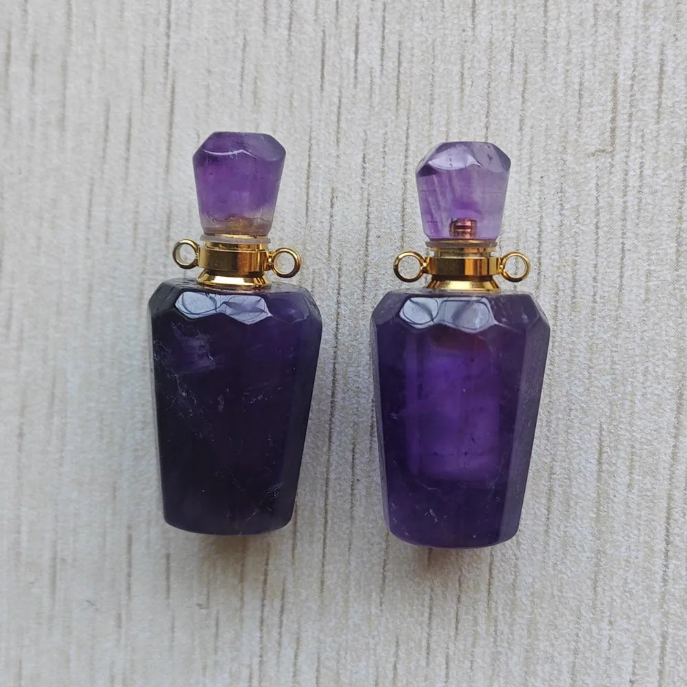 

Natural amethysts stone perfume bottle pillar pendants for diy Necklace Jewelry Making Wholesale 2pcs/lot free shipping