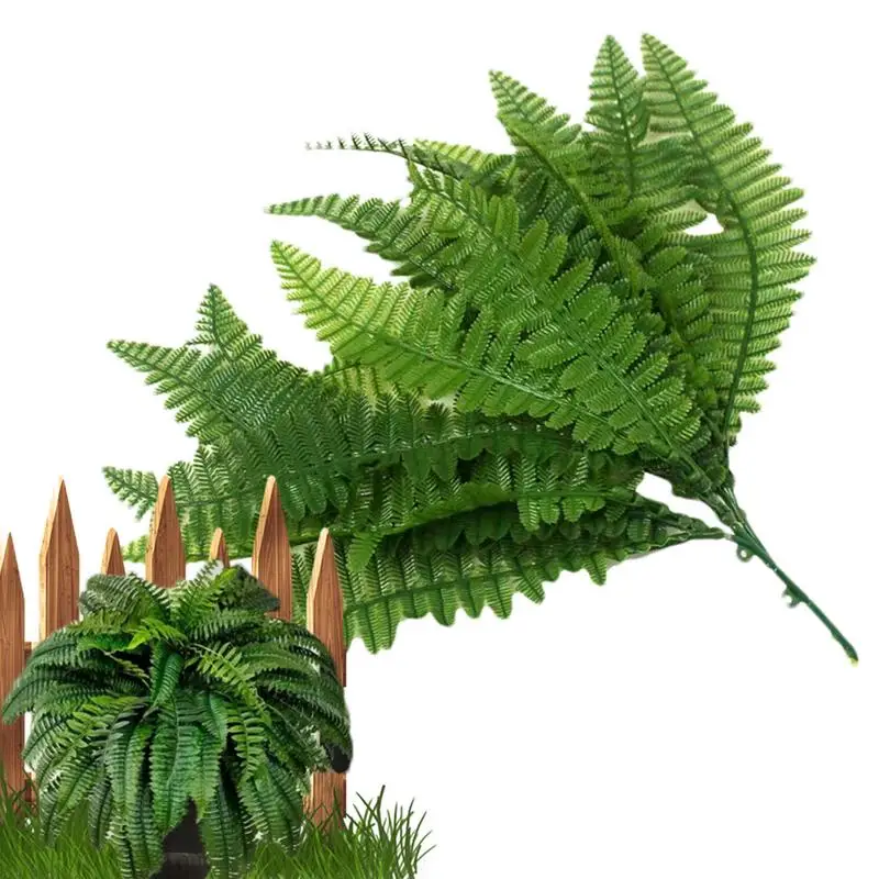 Artificial Fake Fern Artificial Plant Green Persian Fern Leaves Room Decor Fake Plant Plastic Leaf Bedroom Party Home Decoration