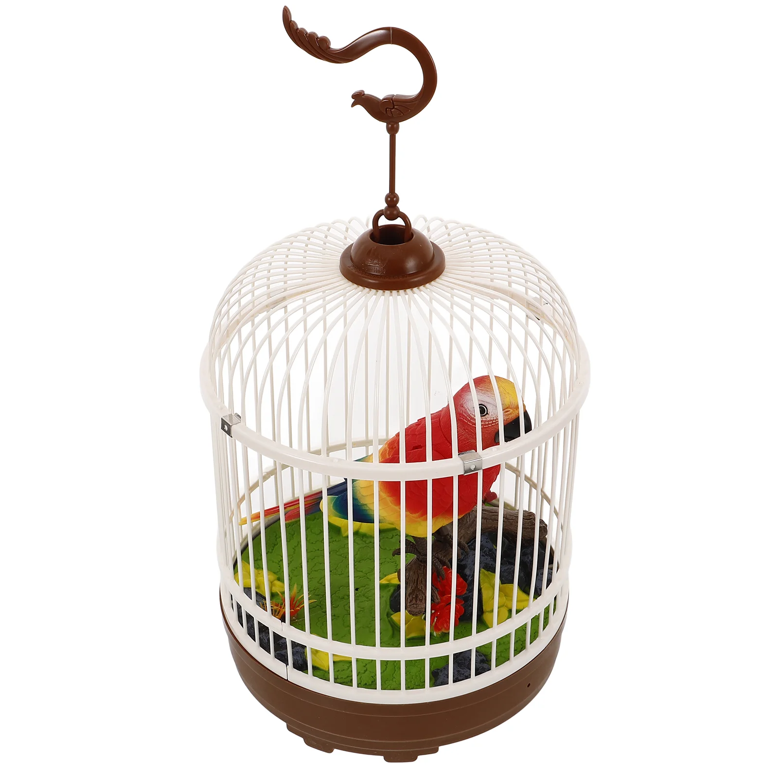 Mini Simulation Bird in Cage Sound Activated Chirping Bird Toy Plastic Bird Cage Toy Simulation Bird Cage Toy Induction Birdcage