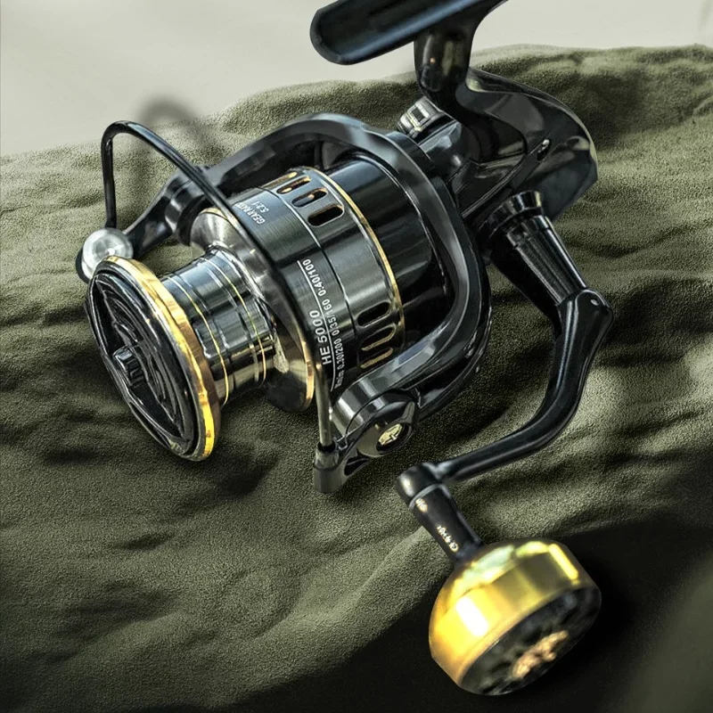 High Quality Metal Spool Fishing Spinning Reel for Carp Ball Bearings Carp Fishing Reel HE7000  Metal Line Cup Sea Tackle