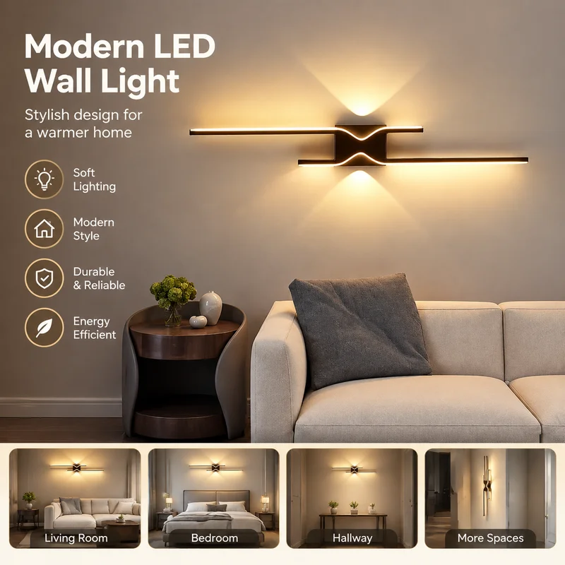 Wall Lamp Modern Minimalist LED Grid Sconce with Spotlights Light Luxury Design for TV Background Walls Bedroom Bedside Lighting