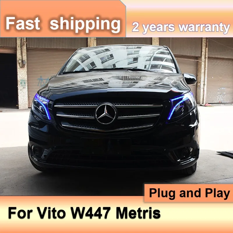 Car Accessories for Mercedes Vito W447 Head Lamp 2016-2020 V Class Hhead Lights Benz Metris V Class V220d V250 V260 DRL Turn Si