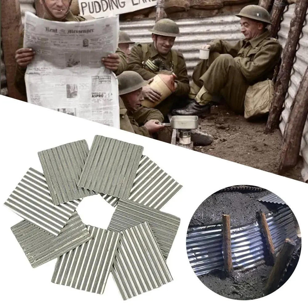 Mikro landschafts gebäude, das 8-teiliges Miniatur-Wellblech-Stahlschuppen-Kriegsspiel landschafts-Sandtisch-Szenen modell im Maßstab 1:35 herstellt
