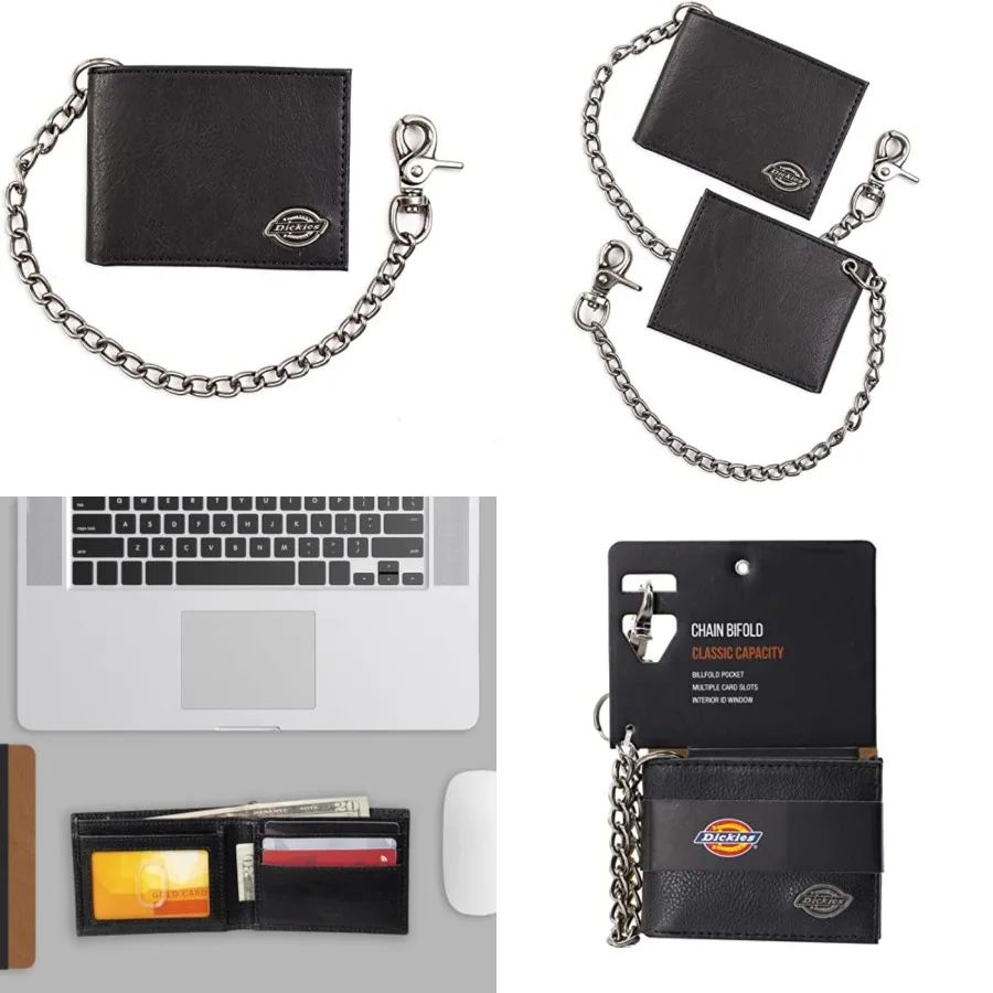 

Dickies Men's RFID Everyday Leather Bifold Chain Wallet